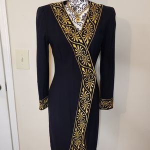 Vintage Blazer dress with Gold embroidery design